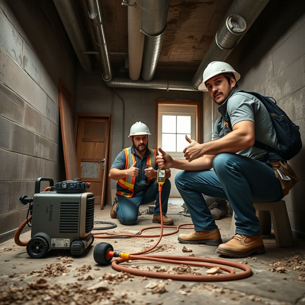 A certified mold remediation technician explaining a remediation plan to a homeowner in a clean, well-lit living room in Rockdale, Texas.